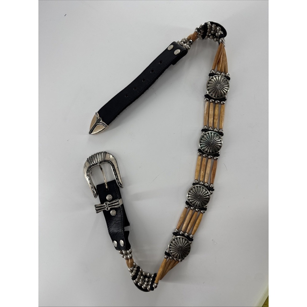 Beautiful Handmade Bone and  Horn Concho Belt By Cactus Mountain Designs USA 30